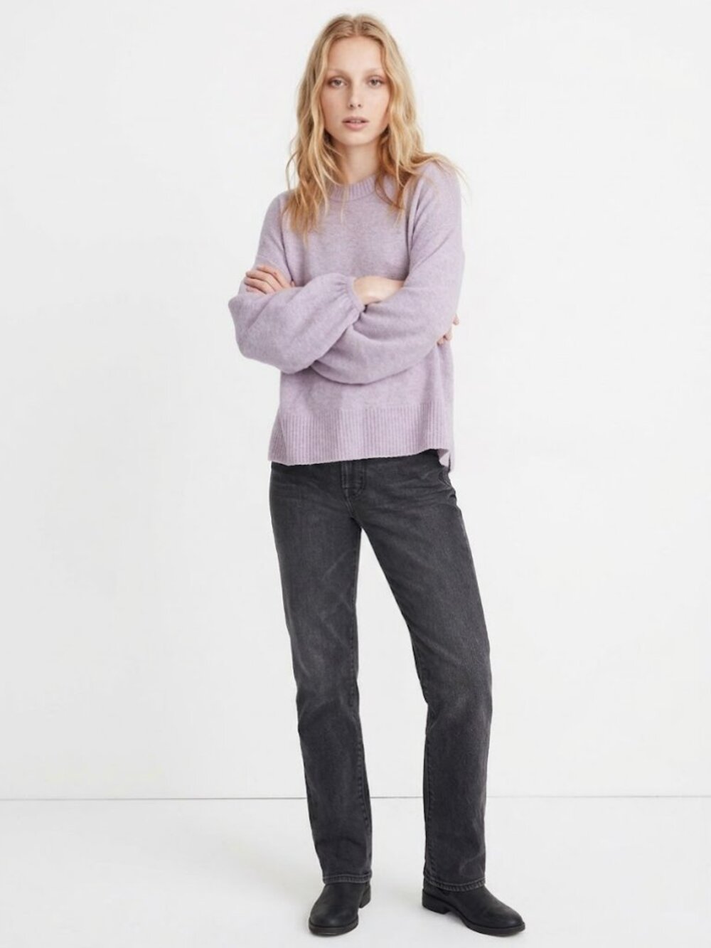 Madewell Wool Blend Balloon-Sleeve Pullover Sweater - Picture 2 of 13